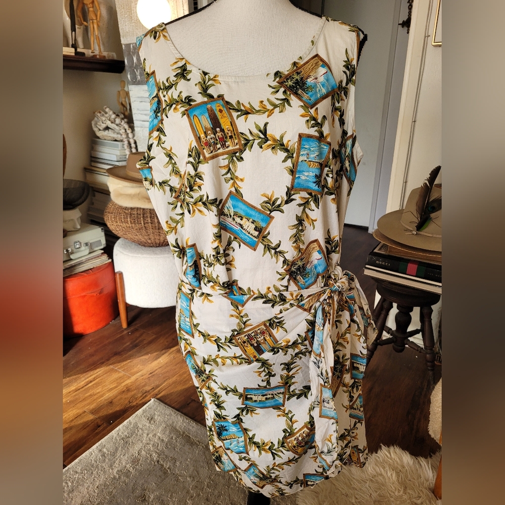 Hilo Hattie Tropical Print Sleeveless Midi Dress
